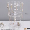 Rotating 2-tier clear acrylic jewelry display stand for earrings and bracelets - Double Layer Plastic Earring Rack / Clear