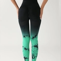 Tie-dye gradient yoga leggings in black and green with high waist and scrunch butt detail - S / Bottoms / Gradient Green