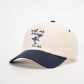 Retro two-tone baseball cap in beige and navy featuring Tini Club cocktail embroidery - One Size / Cream/Navy Blue