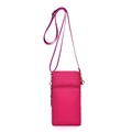 Mini magenta crossbody phone bag in durable nylon with dual zipper compartments - Rose Red