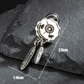 Retro stainless steel earrings with wavy disc and feather pendants on rock background - Vintage Sunflower Feather Pendant Stud Earrings (S387)