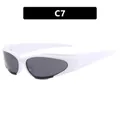 Y2K cyber futuristic sunglasses with white frame and dark grey lenses in C7 style - Pure White