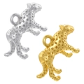 Ciondoli a forma di leopardo retrò in oro 18 carati e argento per gioielli fai da te - 1 Paio di Ciondoli Leopardo Misti Oro e Argento
