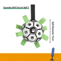 Interactive soccer dog toy ball with bell and nylon tabs, 15cm size with air pump - Squeaky Bell Version / 15cm (Size S)