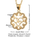 Fashionable gold copper MOM heart pendant necklace with zircon and star frame design - Gold-D392