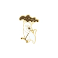 Pin esmaltado de gato blanco con sombrero de brócoli cantando en un micrófono - Estilo Gato Cantando (xz3867)