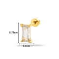 Gold stainless steel cartilage stud with rectangular clear zircon 0.71cm by 0.4cm - Rectangle Style (0158-4#) / Gold Yellow