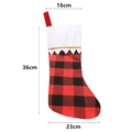 Red and black plaid Christmas stocking with white cuff and golden wavy trim decoration - Red & Black Plaid Body White Top Gold Trim