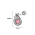 Silver steel stud earring with pink opal butterfly pendant and clear zircon accents - 2# Silver (Pink Opal & Bow)