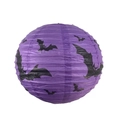 Purple Halloween foldable paper lantern with black bat patterns for party atmosphere - 8 inch (20cm) / Purple Bat Without Tassels