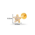 Gouden bloemvormige labret met zirkonia steentjes in compact formaat van 0,52x0,55 cm - Bloemontwerp (0166-1#) / Goud