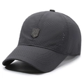 Dark grey quick-dry baseball cap with laser-cut ventilation and shield logo detail - One Size(Adjustable) / Dark Gray