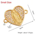 Gold plated copper heart charm with Virgin Mary relief and white zircon inlay - M589801-Gold
