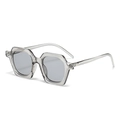 Fashionable transparent grey polygonal sunglasses with light grey lenses for men and women - Translucent Grey Frame Grey Lens