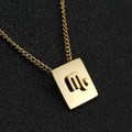 Golden titanium steel Scorpio zodiac necklace with minimalist hollow square pendant - Scorpio