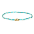 Handmade turquoise square beads bracelet with gold-tone metal spacers and accents - Turquoise Green