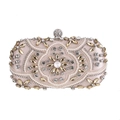 Elegant champagne beaded evening clutch bag with sequins pearls and crystals decor - Apricot