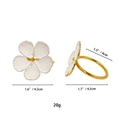 White enamel flower napkin ring with gold center and circular base on white background - White Plum Blossom