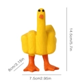 Statue de canard créative en résine jaune avec geste du majeur pour décoration de bureau - Jaune