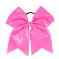 Nœud à paillettes rose étincelant avec longue queue et élastique pour filles - Rouge Rose Fluorescent