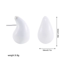 Detailed size specifications for white enamel water drop earrings with metric measurements - Silver White (22538_10)