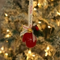 Handmade red felt glove ornament with snowflake embroidery and gold bell for Christmas - Style 12 (Red Glove Pendant)