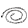 Collar de cadena de caja de 6mm en acero inoxidable plateado con cierre cilíndrico - Color Acero (KN119350-KFC)