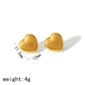 Polished 18k gold heart stud earrings for women with minimalist wrinkled texture design - Polished Mirror Heart Style (TE6158)