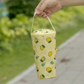 Portable yellow lemon pattern cup sleeve with handle for thermal bottles and milk tea - Light Yellow Lemon