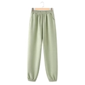 Women's light green faux suede joggers with elastic waist and ribbed cuffs on hanger - S / Bottoms / Light Green (A3)