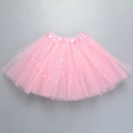 Gonna tutu in tulle rosa per bambine con paillettes a stella e vita in raso elastico - Gonna tutù con stelle rosa