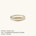 14K gold-plated stainless steel domed thread ring with US sizes 5, 6, and 7 details - US5 / Dome Ribbed Design Ring / 14K Gold