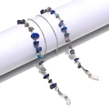 Detail of natural Lapis Lazuli stone and silver chain links for eyewear holder strap - Silver Chain Blue Stones / Silver