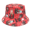 Chapeau bob rouge de Noël avec imprimés rennes et bonhommes de neige sur fond blanc - M (56-58cm) / Rouge