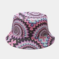 Reversible rainbow bucket hat featuring vibrant psychedelic pink and blue pop art prints - M (56-58cm) / Color 13