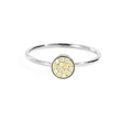 Minimalist stainless steel ring with a round yellow pavé diamond setting for women - US5 / November Light Yellow - Silver