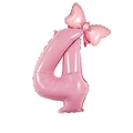 32-inch pink number 4 balloon with white polka dot bow for birthday party decoration - Candy Pink Bowknot Number-4