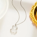 Collana in acciaio al titanio con ciondolo a forma di orso e pietre luminose - Argento