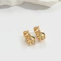 Minimalist gold-plated knot earrings with black pavé stones and hollow twist design - Black Zirconia Hollow Style (ES2639)