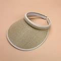 Classic beige woven straw open top sun hat with adjustable interior band for women - 56-60cm / Khaki