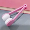 Pink portable microfiber eyeglass cleaner clip with plastic handle and white soft pads - Lavender