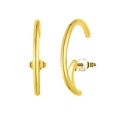 Minimalist 925 sterling silver geometric drop earrings in shiny gold finish with ear nut back - Gold Minimalist Arc Studs (SE388-14K)
