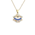 Gouden Evil Eye ketting met blauw email en fonkelende gekleurde zirkonia voor dames - Blauw