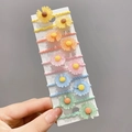 10-piece pack of colorful daisy hair ties in pastel macaron shades for kids - Transparent Daisy 10Pcs Set