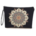Neceser negro con diseño de mandala, cierre de cremallera y asa de mano - Estilo 2 - Negro Azul Marino Rojo Mandala