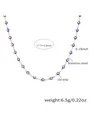 Collana malocchio in acciaio inossidabile dorato con perline blu e nappe di agata - Collana dorata in smalto blu scuro minimalista (P1528, 45+5cm)