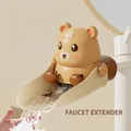 Cartoon brown bear faucet extender for kids with smooth slide water guide design - Skateboard Bear / Brown