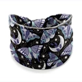 Elastic neck gaiter featuring mystical purple moth and crescent moon starry print - Style 130