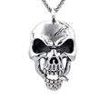 Gothic skull pendant necklace in polished silver stainless steel for men's fashion - Pendant Only (E0109)