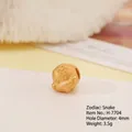 Matte gold snake zodiac charm for DIY bracelets with floral detail and 4mm hole - H-7704 (Snake)